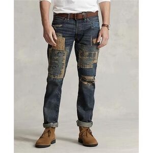 Polo Ralph Lauren Varick Slim Straight patchwork denim
